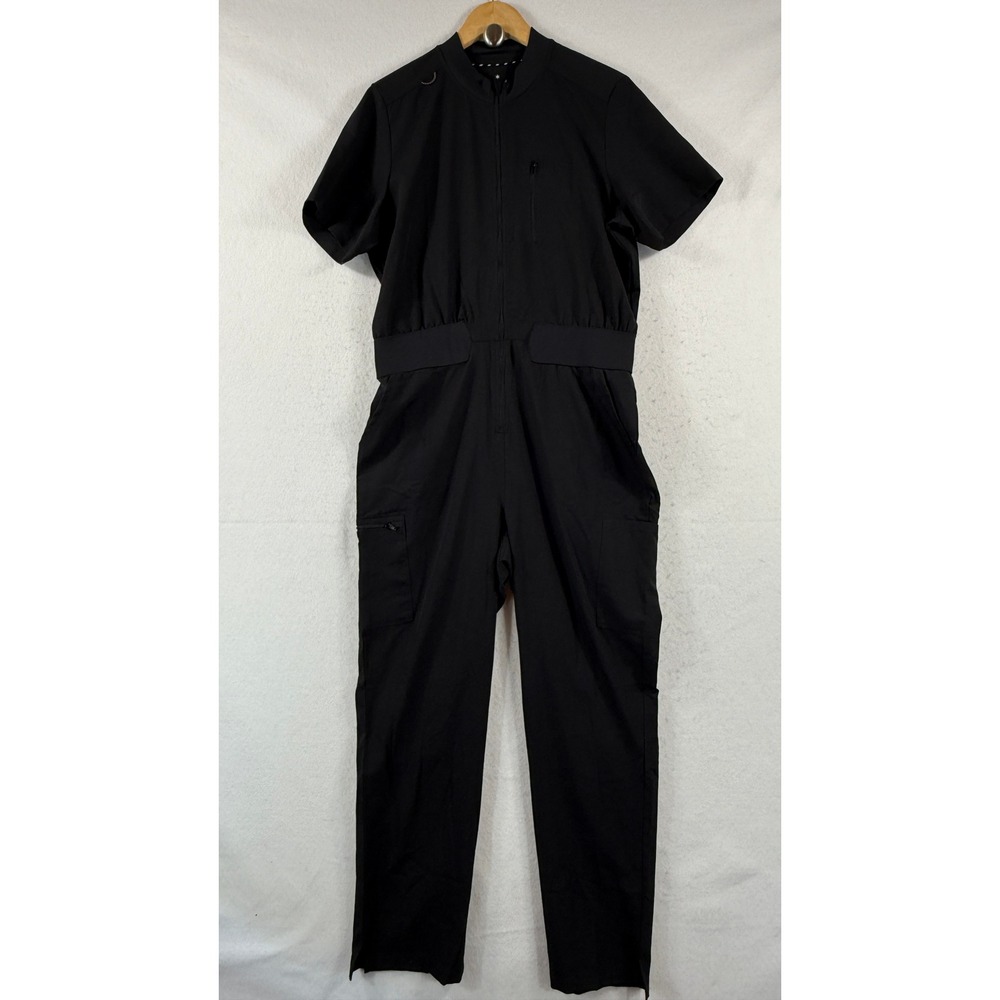 Beyond‎ Scrubs Jumpsuit Women Large Black Cargo Utility Workwear Medical Nursing